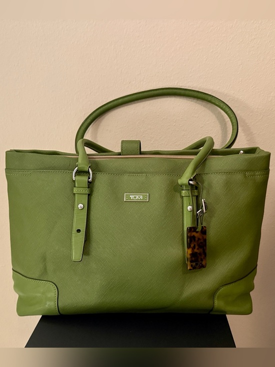 Tumi Handbags - Tumi Green Tote with Tortoiseshell Tag, lots of pockets and laptop holder